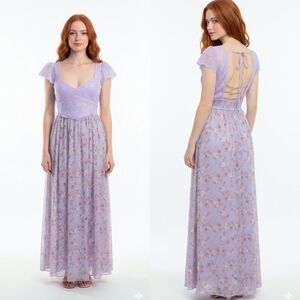 In Loom Purple Floral Lace Maxi Dress Small